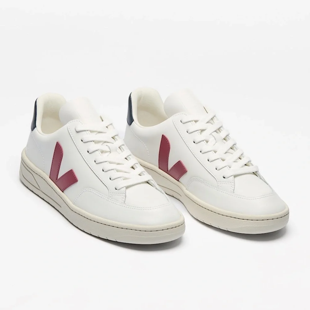 VEJA V-12 Leather White Marsala Nautico Sneaker - Picture 4 of 14